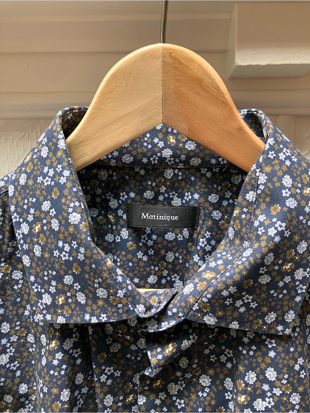 Martinique Navy Floral Cotton Button-Down Shirt